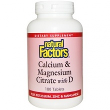 Natural Factors Calcium Magnesium citrate + D3 180 