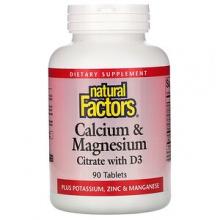  Natural Factors Calcium Magnesium citrate + D3 90 